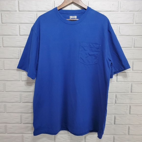 Duluth Trading Co Mens Size L Blue Longtail T Front Pocket Short Sleeved T-Shirt - Picture 1 of 6